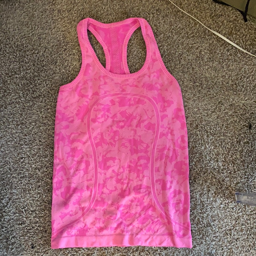 Pink lululemon swiftly tank top